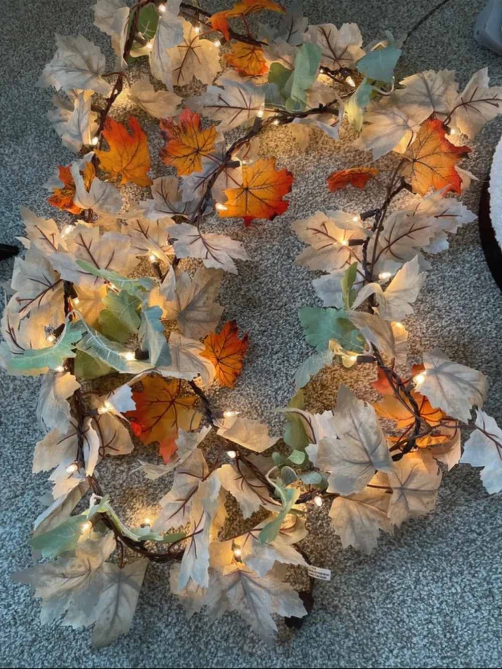Autumn Leaf Garland with Lights